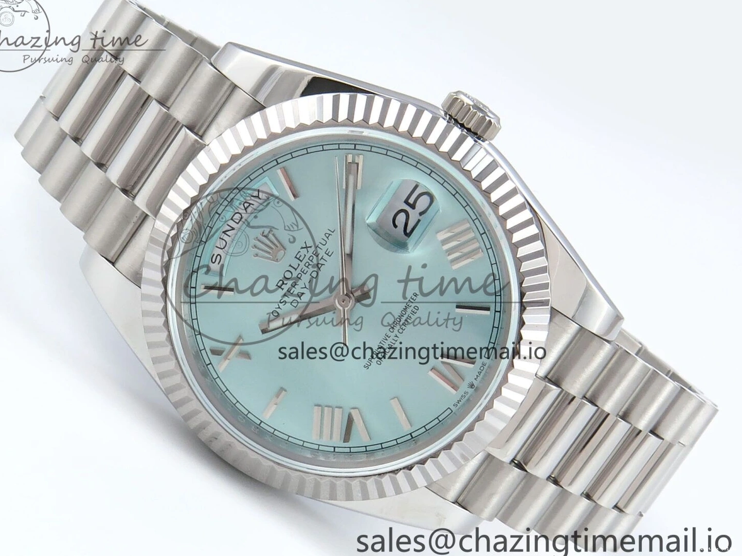 0403 Day Date 128239 36mm SS KF 1:1 Best Edition Tiffany Blue Roman Dial On President Bracelet A2836 (Gain Weight) Durable 639